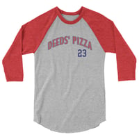 Image 3 of Deeds' Pizza KiSS 3/4 sleeve raglan shirt - Mr Deeds Movie Inspired Adam Sandler