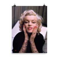 Image 1 of Marilyn Tattooed KiSS Satin poster - Monroe Inked Home Decor Gorgeous Image Tattoo