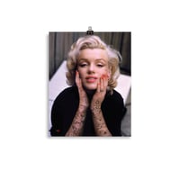 Image 2 of Marilyn Tattooed KiSS Satin poster - Monroe Inked Home Decor Gorgeous Image Tattoo