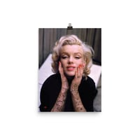 Image 3 of Marilyn Tattooed KiSS Satin poster - Monroe Inked Home Decor Gorgeous Image Tattoo