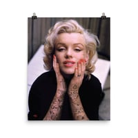 Image 5 of Marilyn Tattooed KiSS Satin poster - Monroe Inked Home Decor Gorgeous Image Tattoo