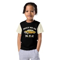 Image 1 of Meet Me In NYC KiSS KIDS T-Shirt - Yellow Cab Baseball Tee New York City