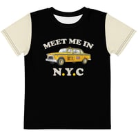 Image 2 of Meet Me In NYC KiSS KIDS T-Shirt - Yellow Cab Baseball Tee New York City
