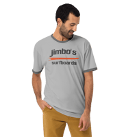 Image 1 of Jimbo's Surfboards KiSS Ringer T-Shirt - Friends - Chandler Bing inspired - TV Show - Surf