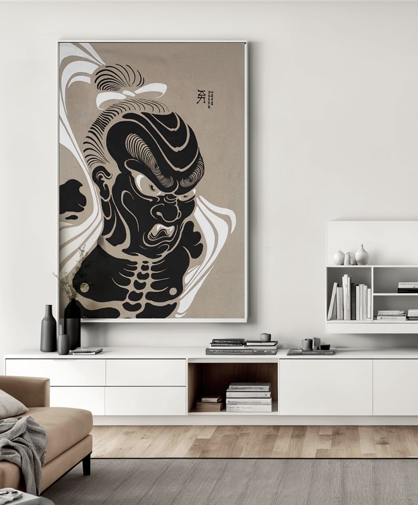 Pintura en blanco y negro de Oscar Hove, Barcelona Tattoo