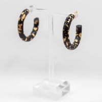 Image 1 of Black & Gold Hoops