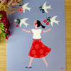 Affiche "la femme et les oiseaux"