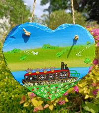 Image 1 of Narrowboat slate heart