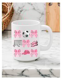 Image 1 of Coquette Soccer Bow Mug