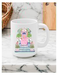 Image 1 of  Light Pink Door Chinoiserie Pink Christmas  Mug