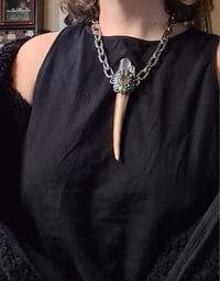Image 3 of Dead Good Antler and smoky quartz chunky steel necklace
