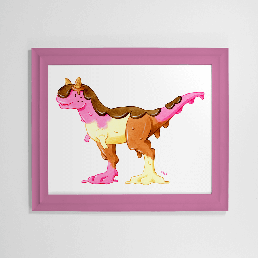 Ice Cream Carnotaurus Art Print Dessert Dino 10
