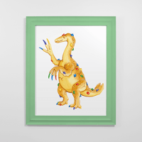 Image 2 of Rainbow Chip Therizino Art Print | | Dessert Dino 8"x10" Art Reproduction