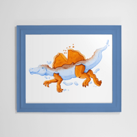 Image 2 of Pumpkin Pinosaurus Art Print | Dessert Dino 10"x8" Art Reproduction