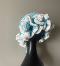 Blue and White Ruffled Hat