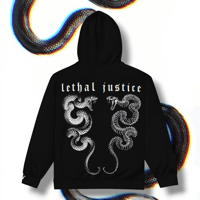 Image 1 of LETHAL JUSTICE SERPENTS Zipup Hoodie • NOIR