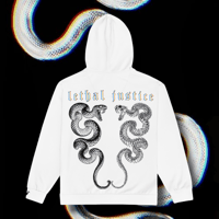 Image 1 of LETHAL JUSTICE SERPENTS Zipup Hoodie • WHITE