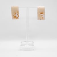 Image 1 of White & Gold Island Rectangle Earrings