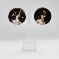 Image 1 of Black & Gold Island Circle Earrings