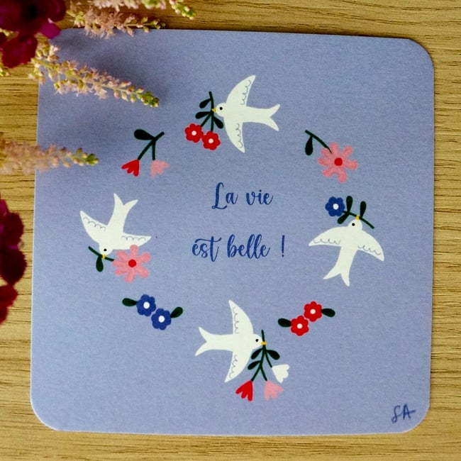 Carte couronne printanière