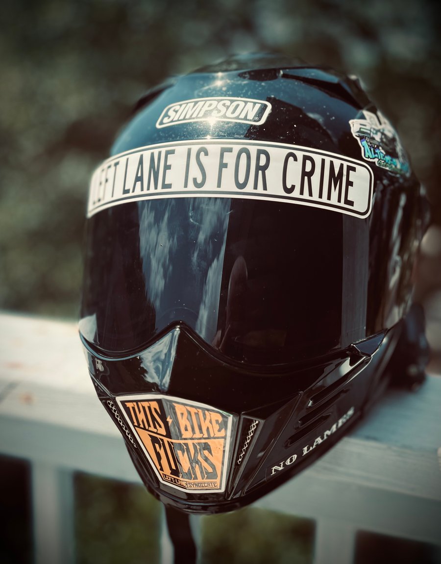 Image of Left Lane Is For Crime Visor Stickers (pair)