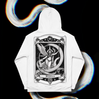 Image 3 of JUSTICE TAROT CARD Hoodie • WHITE