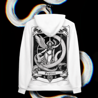 Image 4 of JUSTICE TAROT CARD Hoodie • WHITE