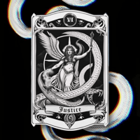 Image 1 of JUSTICE TAROT CARD Hoodie • NOIR