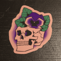 Pansy Skull Sticker