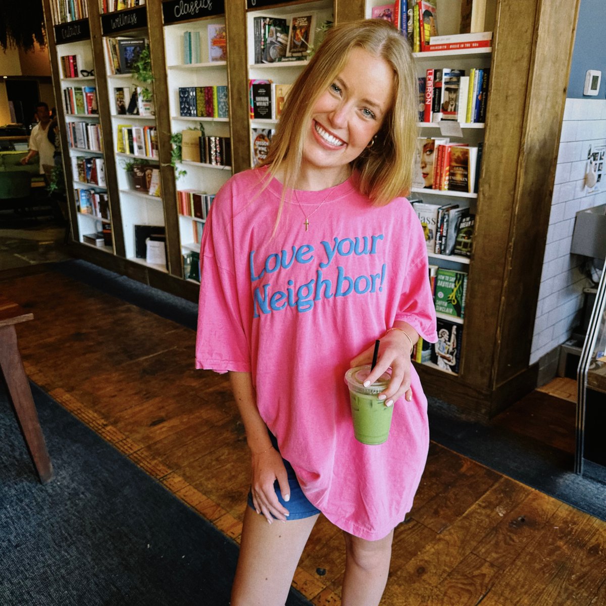 Image of pink / blue tee