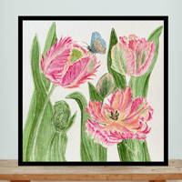 Image 8 of Apricot Parrot Tulips- original artwork