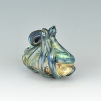 Image 2 of LG. Little Streaky Aura Blue Octopus - Flameworked Glass Sculpture Bead