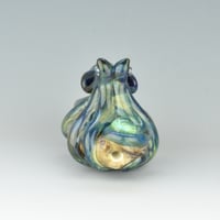 Image 3 of LG. Little Streaky Aura Blue Octopus - Flameworked Glass Sculpture Bead