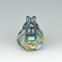 Image 7 of LG. Little Streaky Aura Blue Octopus - Flameworked Glass Sculpture Bead