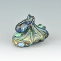 Image 8 of LG. Little Streaky Aura Blue Octopus - Flameworked Glass Sculpture Bead