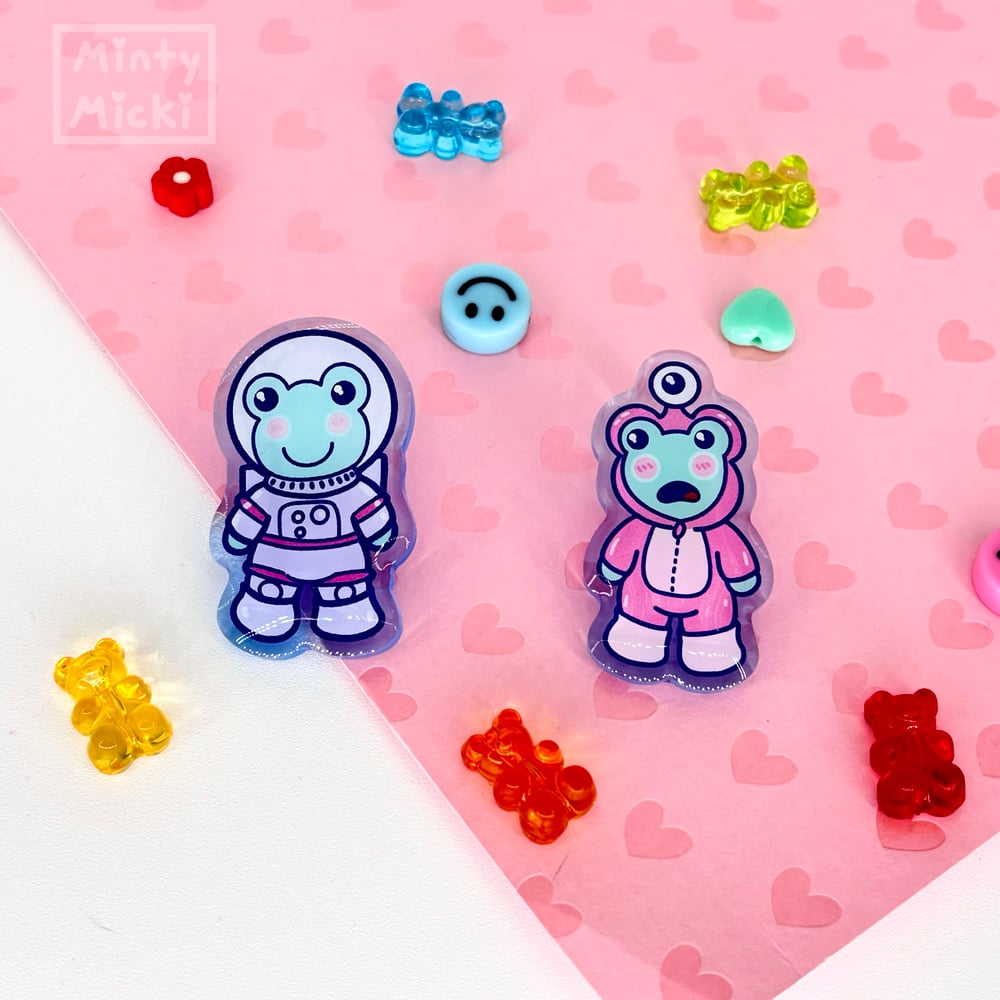 Image of 2.5" Epoxy Space Frog Acrylic Pins