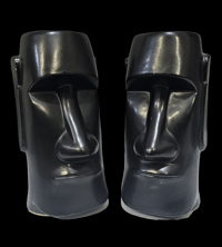 Image 1 of Vintage Set of Two Black OMC Moai Mugs FREE SHIPPING 