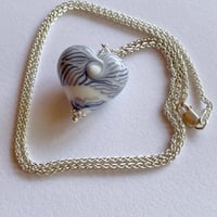 Image 3 of Heart Pendant - White with Blue