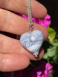 Image 7 of Heart Pendant - White with Blue