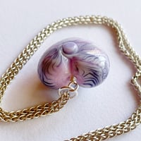 Image 4 of Heart Pendant - Pink with blue stripe wrap