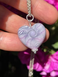 Image 9 of Heart Pendant - Pink with blue stripe wrap