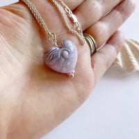 Image 6 of Heart Pendant - Pink with blue stripe wrap
