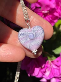 Image 8 of Heart Pendant - Pink with blue stripe wrap