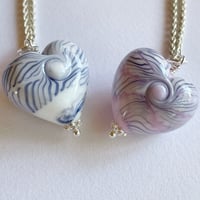 Image 7 of Heart Pendant - Pink with blue stripe wrap