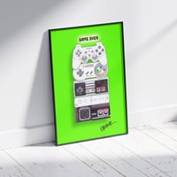 Image 3 of GAME OVER Retro Video Game Controllers Art Print