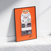 Image 4 of GAME OVER Retro Video Game Controllers Art Print