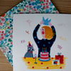 Carte anniversaire femme et chat