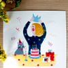 Carte anniversaire femme et chat