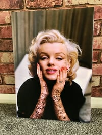 Image 1 of Marilyn Tattooed KiSS Canvas - Monroe Inked - Tattoo Sleeve - Wall Art - Gorgeous Decor Modern