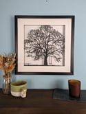 Framed Papercut Tree with Swing